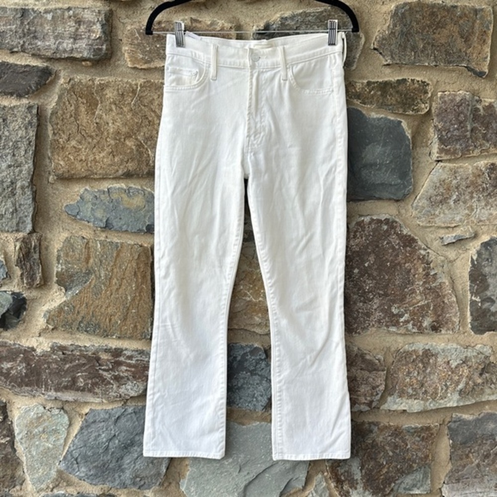 Mother 'The Insider Crop' Length Jeans in 'Glass Slipper' White Size 27